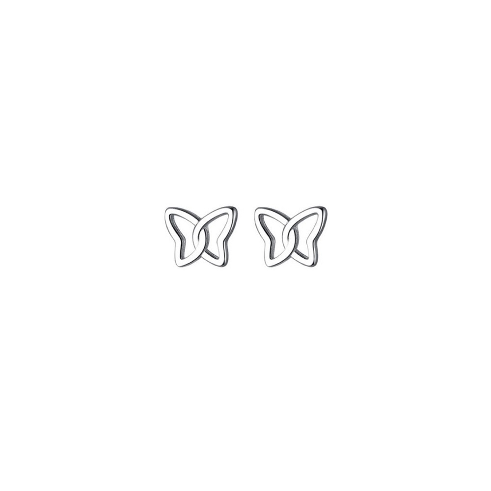Silver & Gold Butterfly Dainty Minimalist Stud Post Earrings - Picture 5 of 7